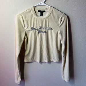 “Your attention please” off white velvet shirt